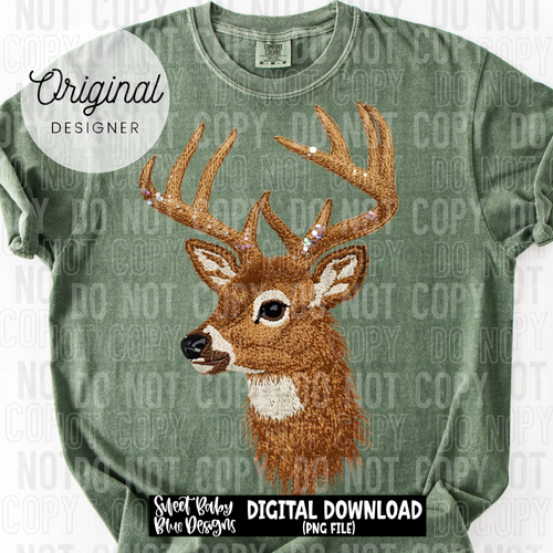 Deer- faux yarn sequin- 2025 - PNG file- Digital Download