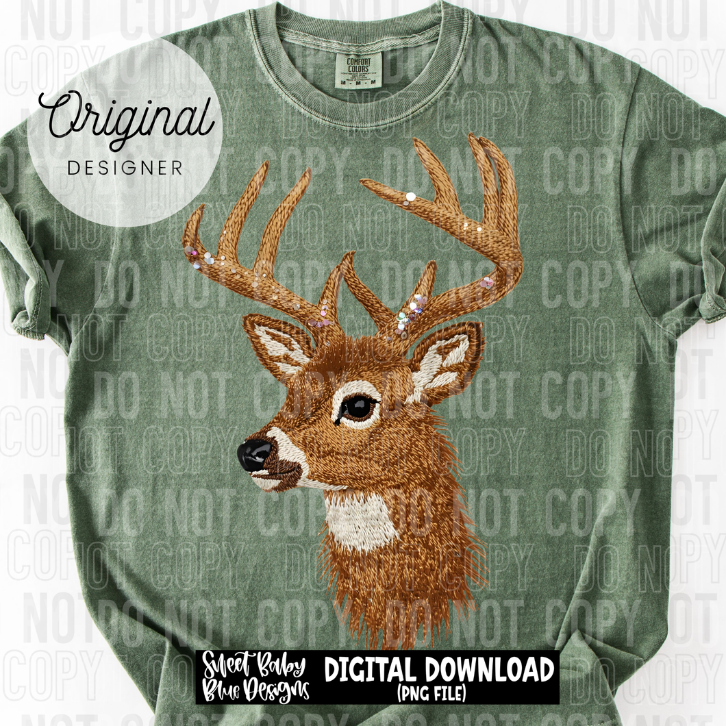 Deer- faux yarn sequin- 2025 - PNG file- Digital Download