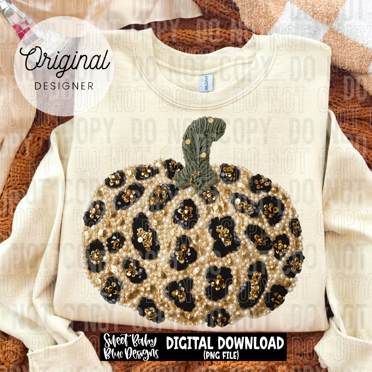 Leopard pumpkin - Faux pearls - 2025 - PNG file- Digital Download
