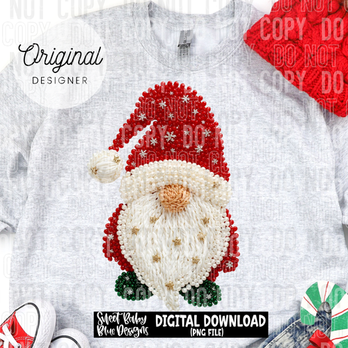 Christmas gnome - Faux pearls - 2025 - PNG file- Digital Download