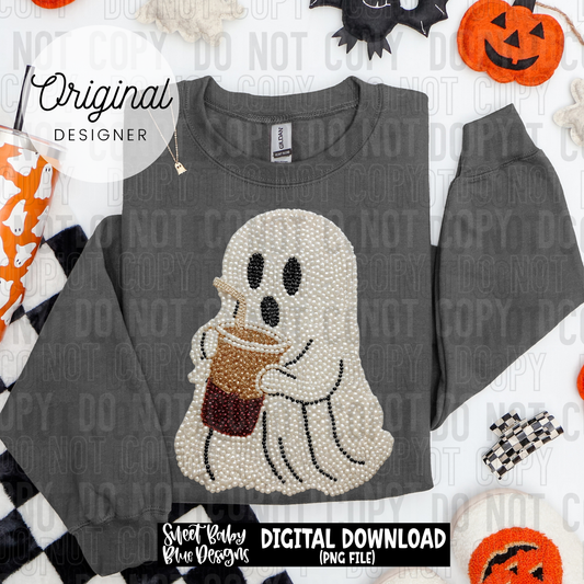 Ghost coffee- Faux pearls - 2025 - PNG file- Digital Download