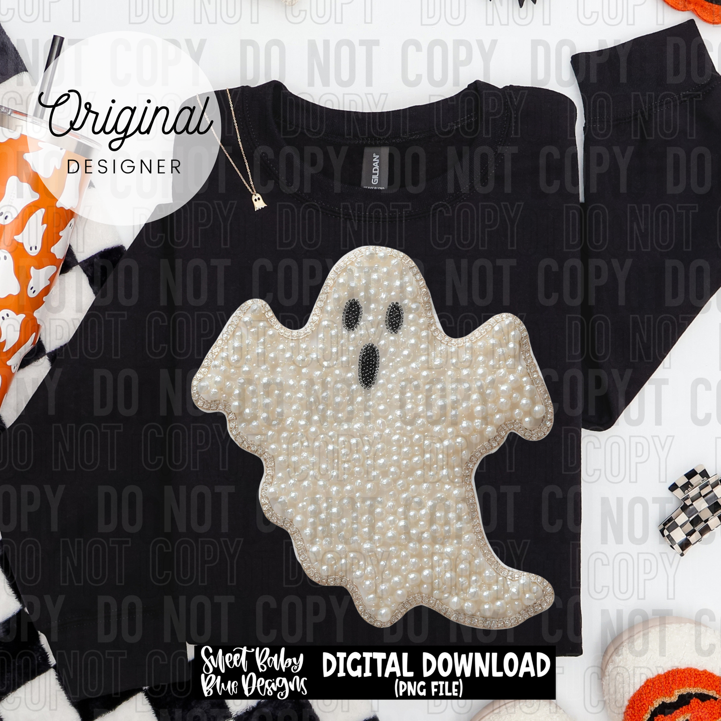 Ghost Halloween - Faux pearls - 2025 - PNG file- Digital Download