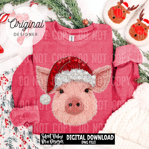 Christmas Pig- Faux yarn - 2025 - PNG file- Digital Download