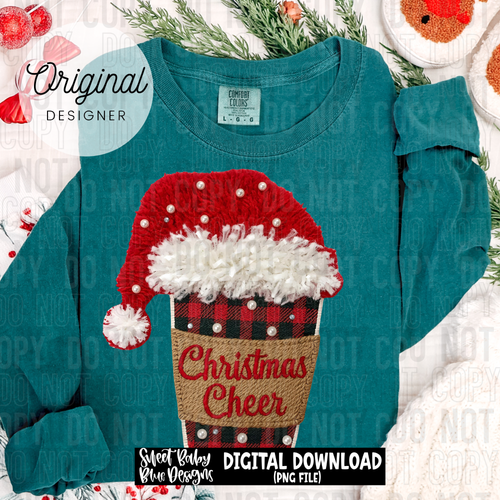 Christmas coffee- Checkered coffee - Faux yarn - 2025 - PNG file- Digital Download
