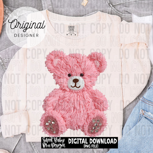 Pink bear - Faux yarn - 2025 - PNG file- Digital Download
