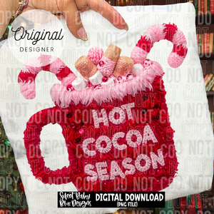 Hot cocoa season - Faux yarn - 2025 - PNG file- Digital Download