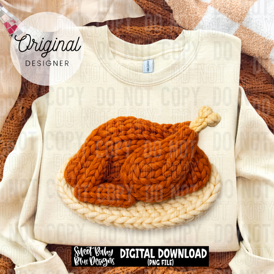 Thanksgiving Turkey- Faux yarn - 2025 - PNG file- Digital Download