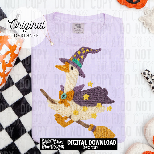 Halloween goose witch - Faux yarn - 2025 - PNG file- Digital Download