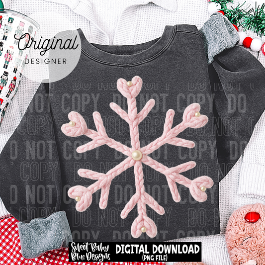 Pink snowflake - Faux yarn - 2025 - PNG file- Digital Download