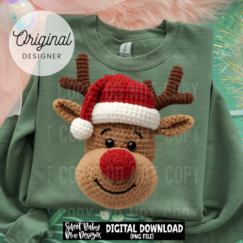 Reindeer face - Faux yarn - 2025 - PNG file- Digital Download