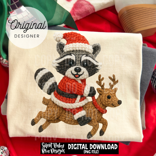 Racoon reindeer - Faux yarn - 2025 - PNG file- Digital Download