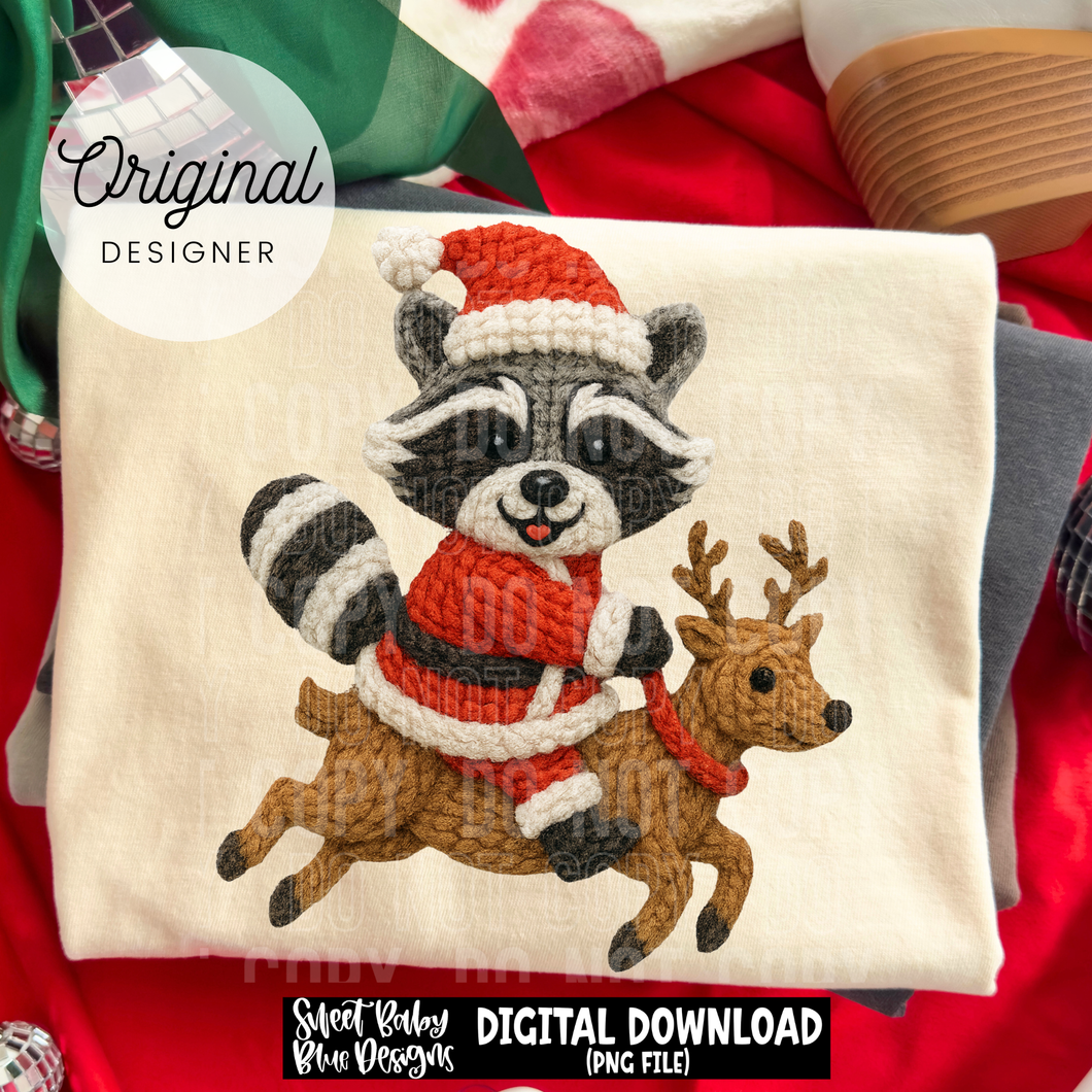 Racoon reindeer - Faux yarn - 2025 - PNG file- Digital Download