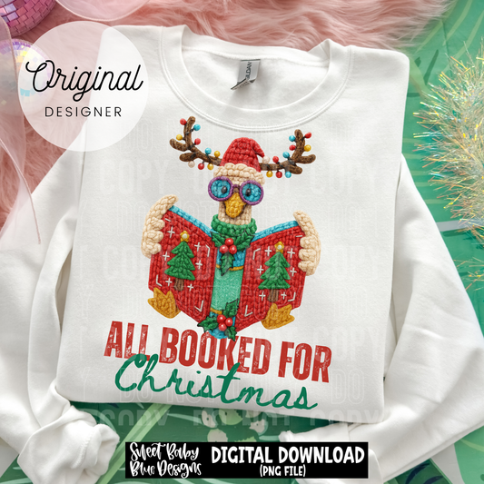 All booked for Christmas- Faux yarn - 2025 - PNG file- Digital Download