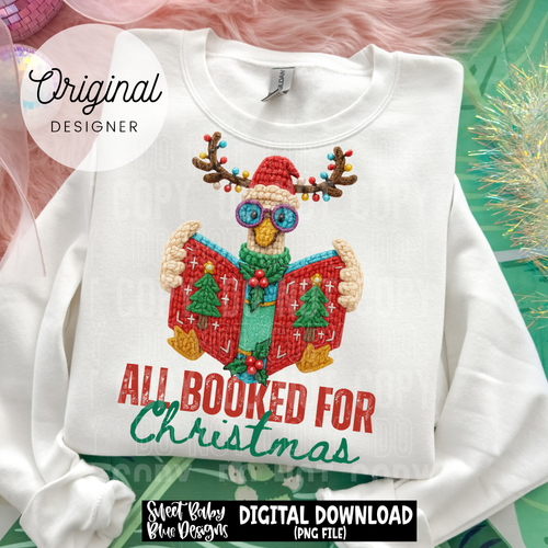 All booked for Christmas- Faux yarn - 2025 - PNG file- Digital Download