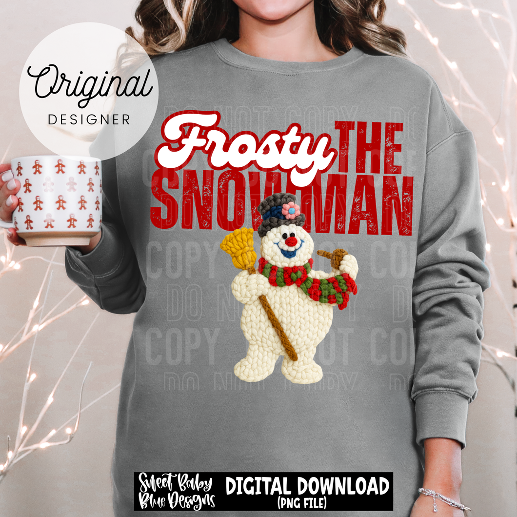 Snowman- Frost- Faux yarn - 2025 - PNG file- Digital Download
