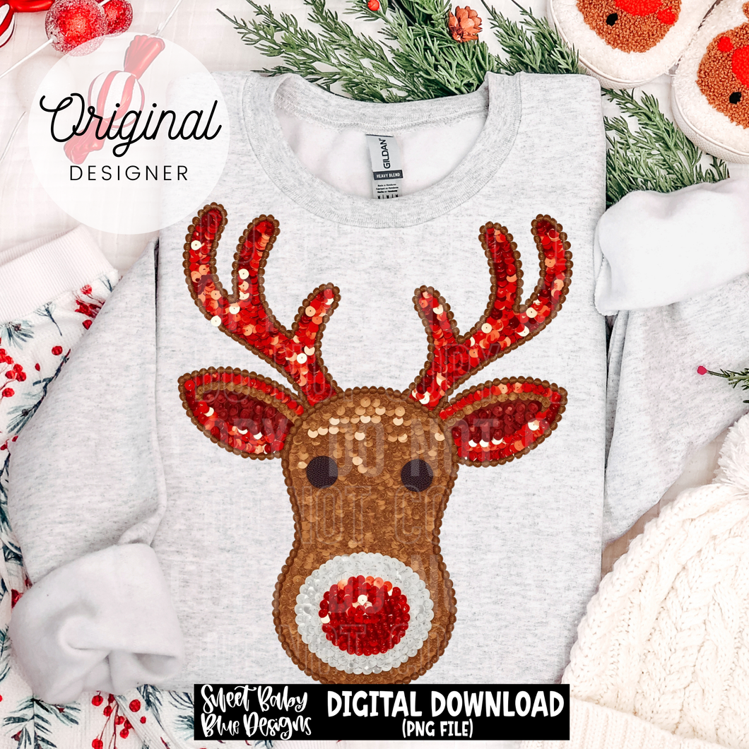 Reindeer face- Sequins - 2025 - PNG file- Digital Download