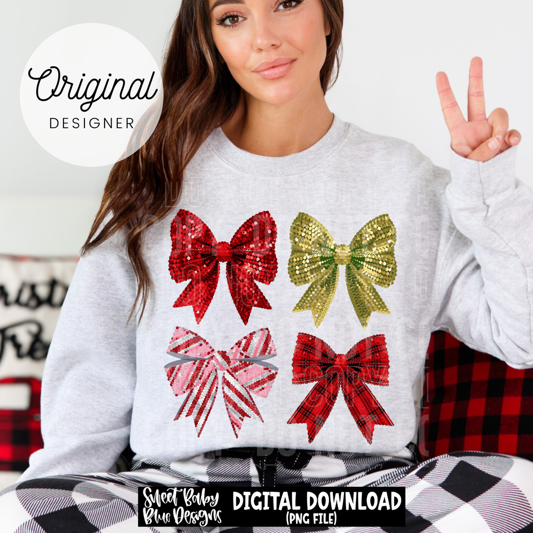 Christmas bow collage - Sequins - 2025 - PNG file- Digital Download