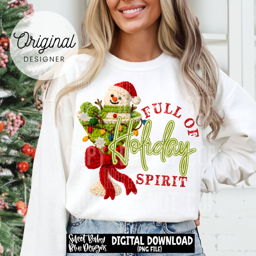 Full of holiday spirit- Faux yarn - 2025 - PNG file- Digital Download
