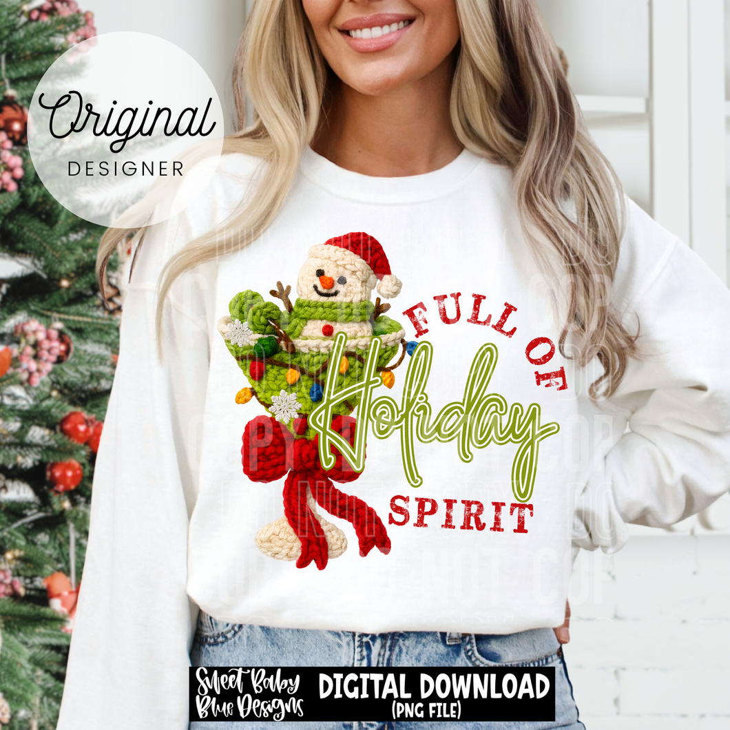 Full of holiday spirit- Faux yarn - 2025 - PNG file- Digital Download