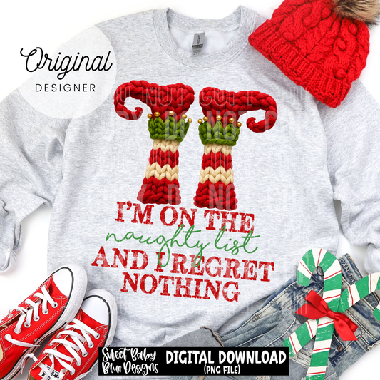 I'm on the naughty list - Faux yarn - 2025 - PNG file- Digital Download