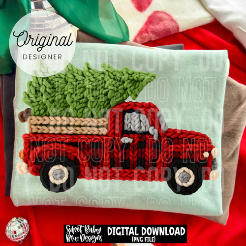 Christmas truck plaid - Christmas - Faux yarn - 2025 - PNG file- Digital Download