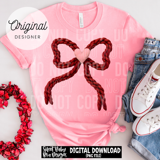Valentine's Day- Bow- Faux yarn - 2025 - PNG file- Digital Download