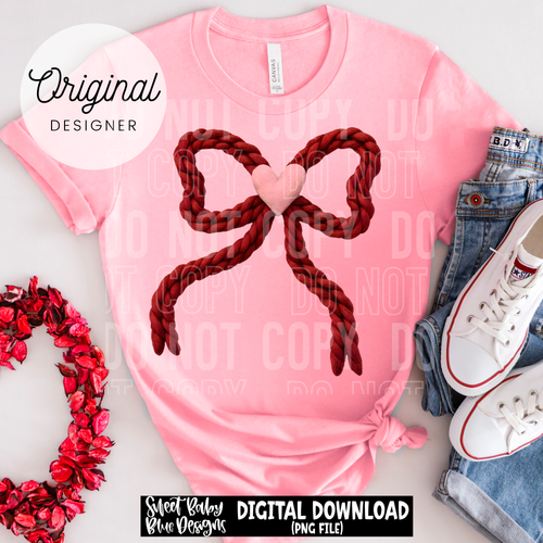 Valentine's Day- Bow- Faux yarn - 2025 - PNG file- Digital Download