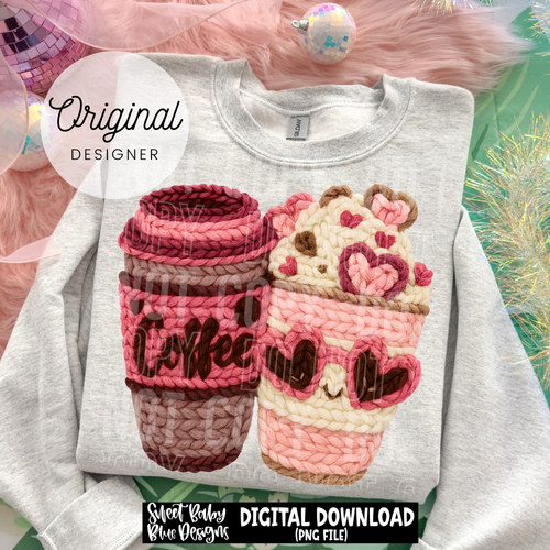 Coffee- Valentine's - Faux yarn - 2025 - PNG file- Digital Download