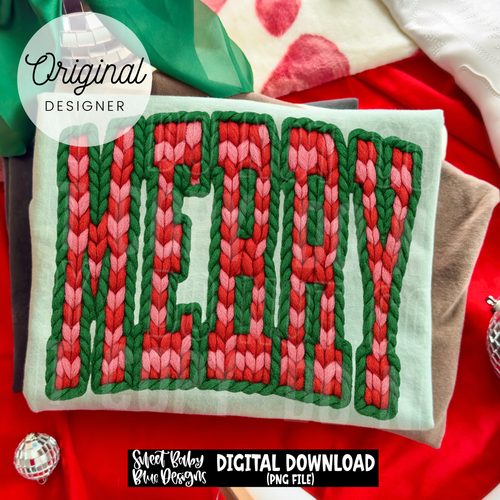 Merry checkered- Faux yarn - 2025 - PNG file- Digital Download