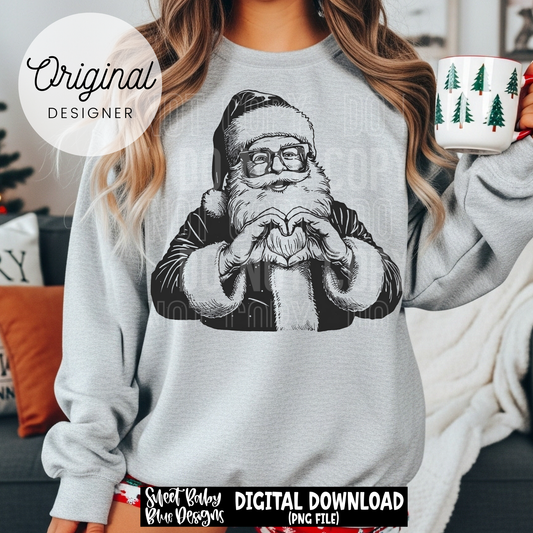 Santa- Hand heart- Christmas - 2025 - PNG file- Digital Download