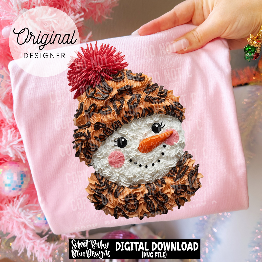 Snowman- Leopard hat- Faux detailed- Christmas - 2025 - PNG file- Digital Download