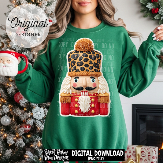 Nutcracker - Leopard hat- Faux detailed- Christmas - 2025 - PNG file- Digital Download