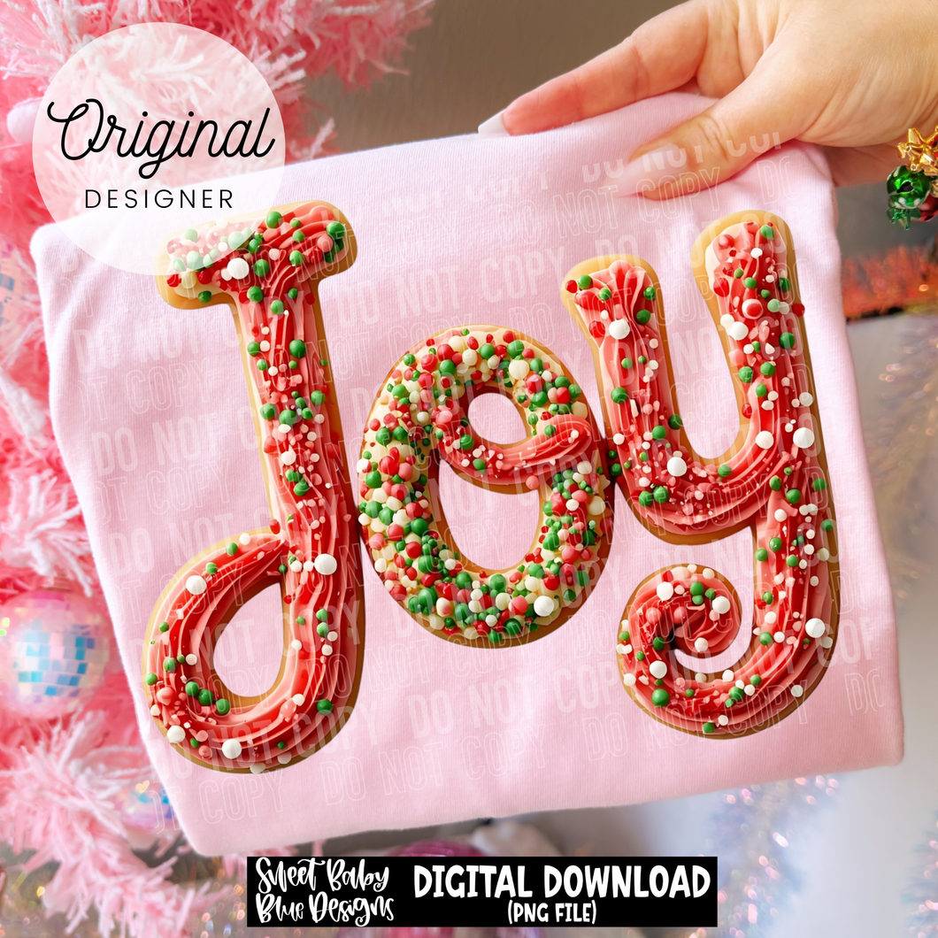 Joy- Faux cookie detail - Christmas - 2025 - PNG file- Digital Download