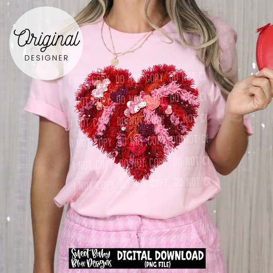 Heart - Valentine's Day - Faux yarn- 2025 - PNG file- Digital Download