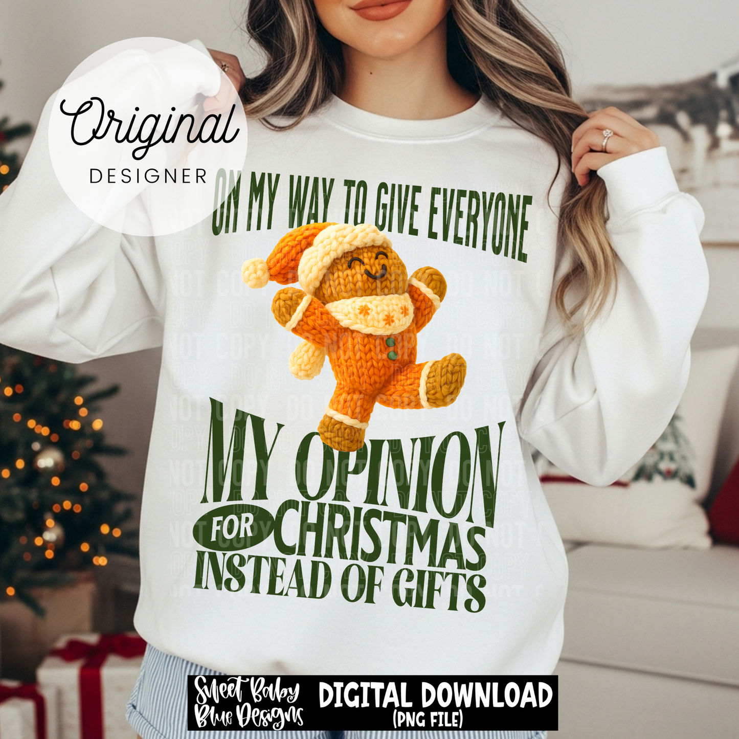 On my way opinion Christmas- Gingerbread - Faux yarn - Christmas - 2025 - PNG file- Digital Download