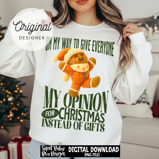On my way opinion Christmas- Gingerbread - Faux yarn - Christmas - 2025 - PNG file- Digital Download