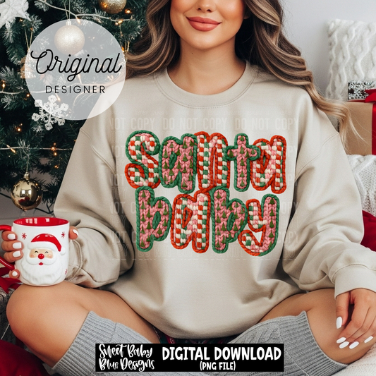 Santa baby - Faux yarn - Christmas - 2025 - PNG file- Digital Download