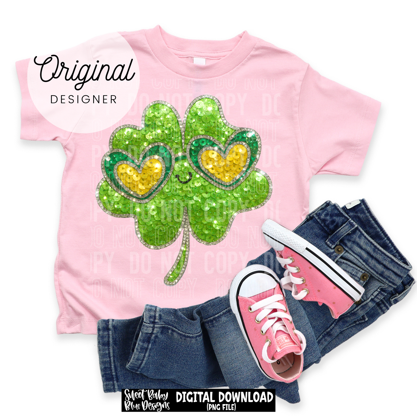Cute clover glasses - Faux sequins - St. Patrick's Day - 2025 - PNG file- Digital Download