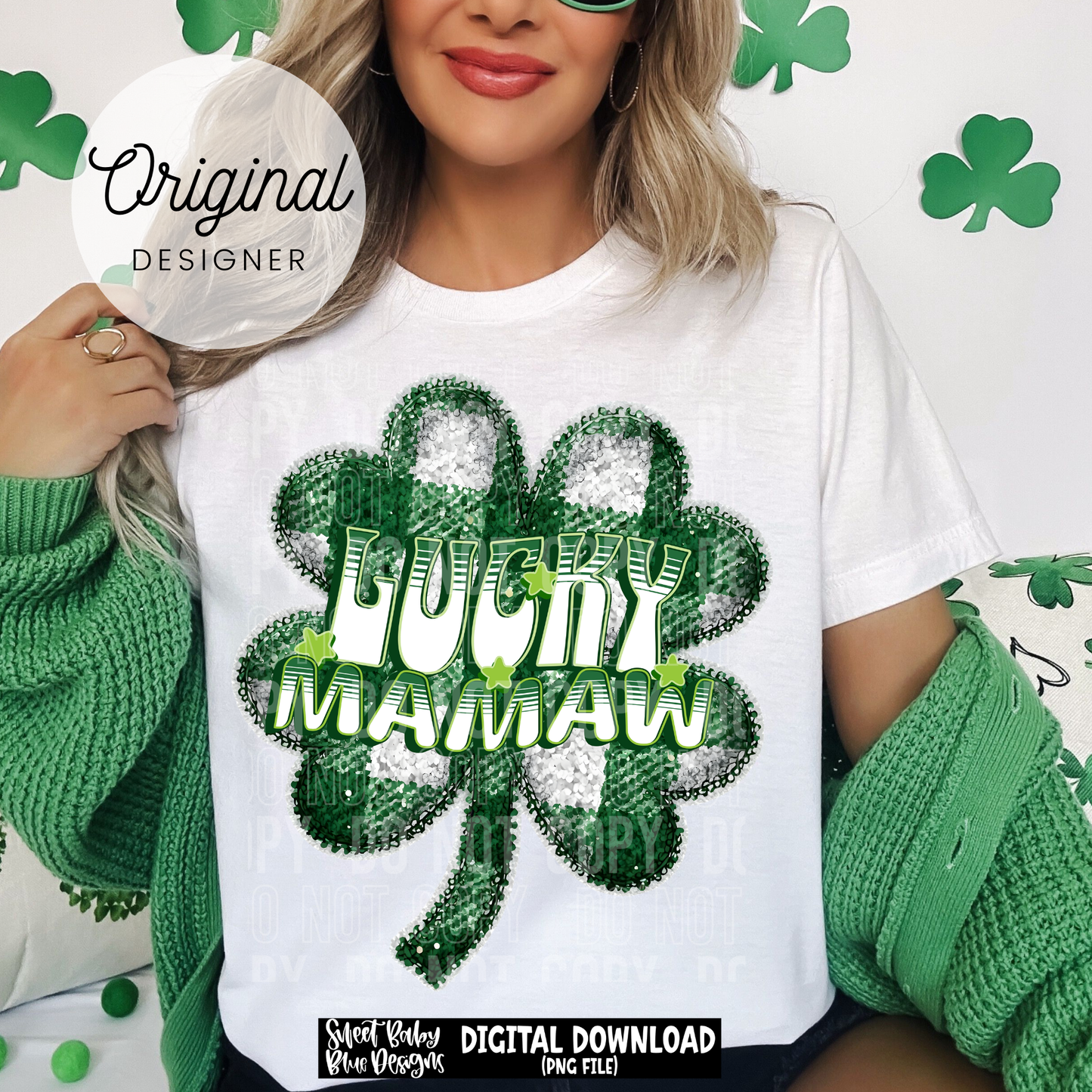 Lucky mamaw clover - St. Patrick's Day - 2025 - PNG file- Digital Download