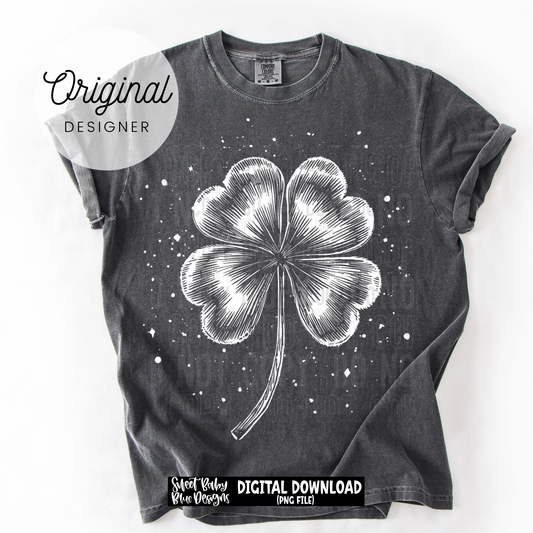 Clover - Splatter- St. Patrick's Day - 2025 - PNG file- Digital Download