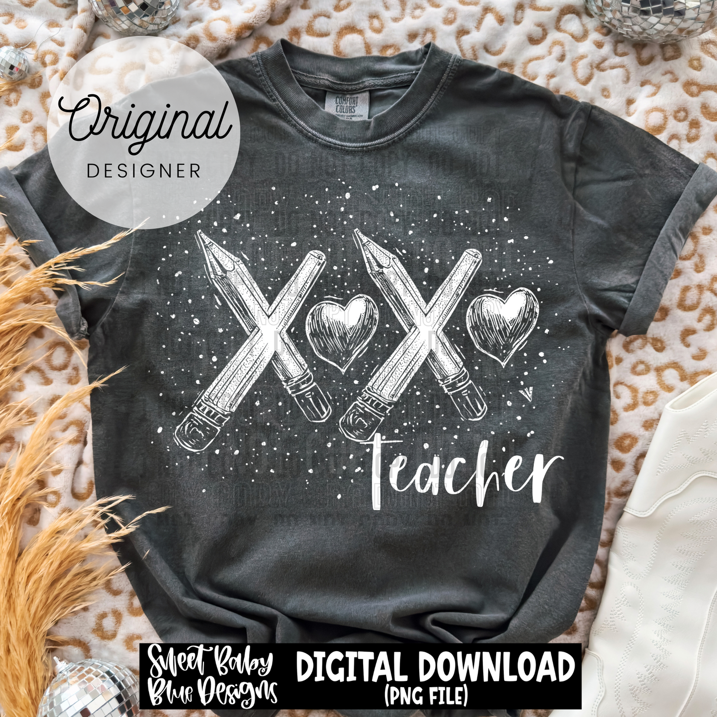 XOXO Teacher - Splatter- 2025 - PNG file- Digital Download