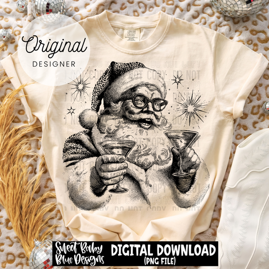 Santa- Martini- Christmas - 2025 - PNG file- Digital Download