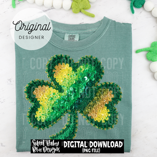 St. Patrick's Day- Clover- Ombre- Faux yarn sequin - 2025 - PNG file- Digital Download