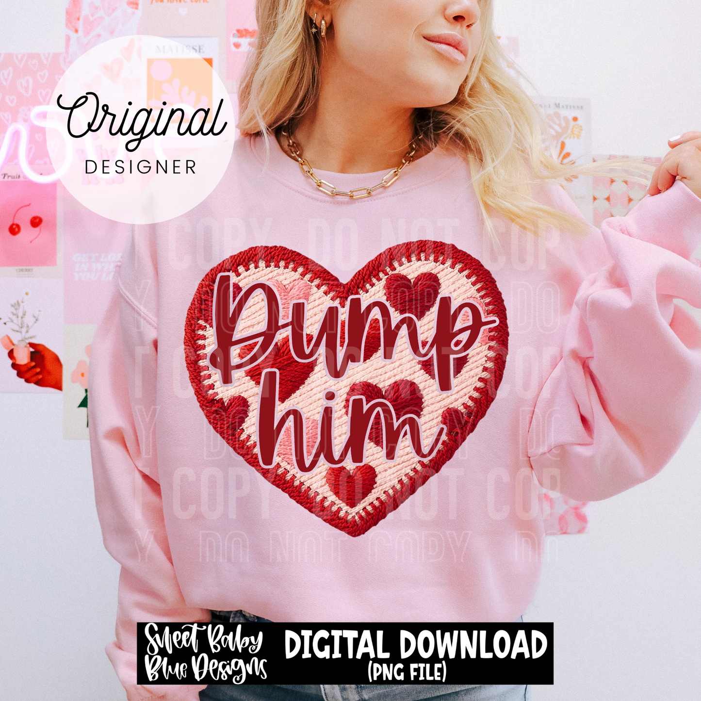 Dump him - Valentine's Day- Faux embroidery sequin - 2025 - PNG file- Digital Download