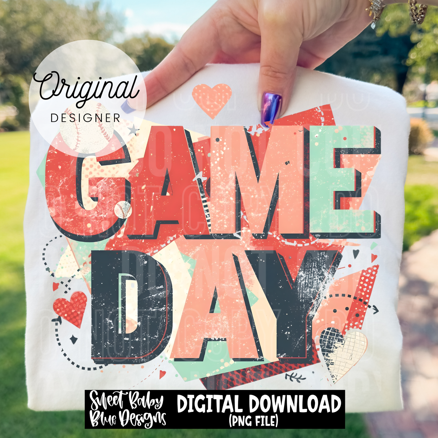 Game Day- Baseball- Distressed - 2026 - PNG file- Digital Download