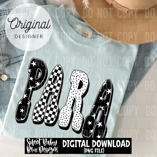Para- Black checkered - 2025 - PNG file- Digital Download