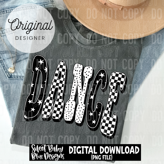 Dance - Black checkered - 2025 - PNG file- Digital Download