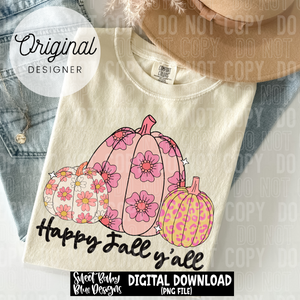 Happy Fall y'all- Pink - 2025 - PNG file- Digital Download