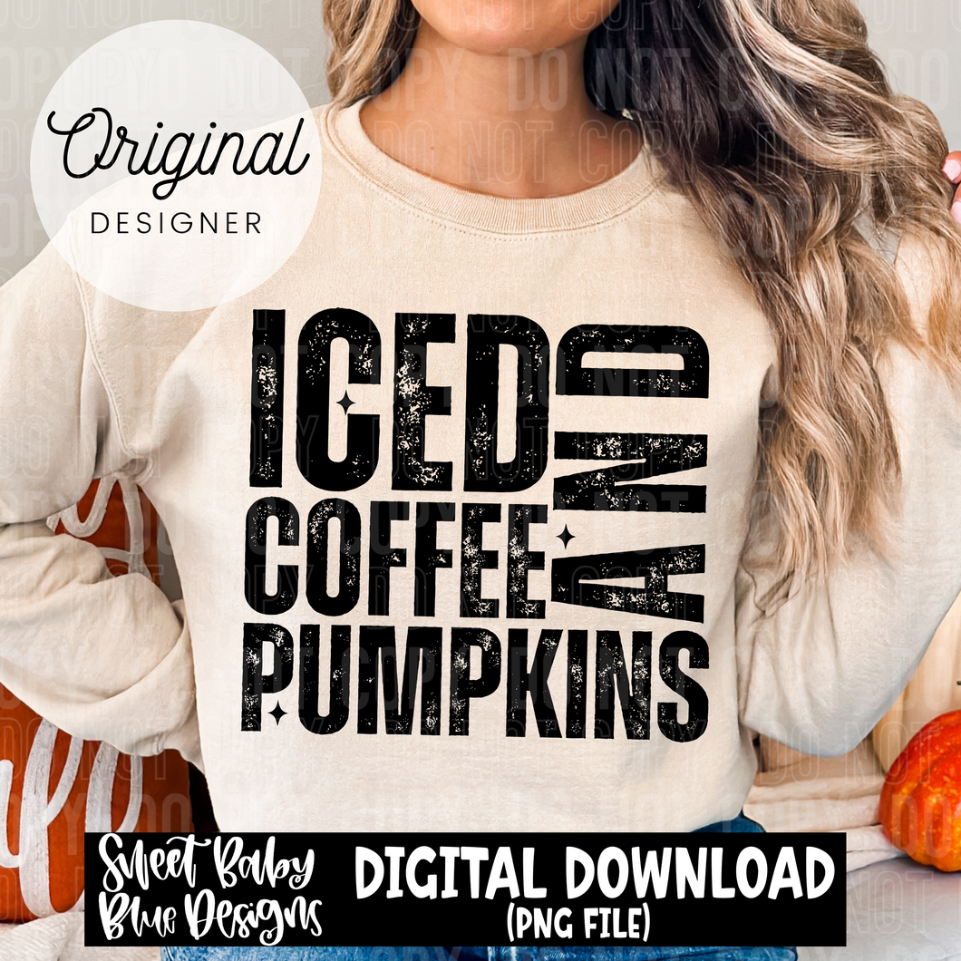 Iced coffee and Pumpkins - 2025 - PNG file- Digital Download