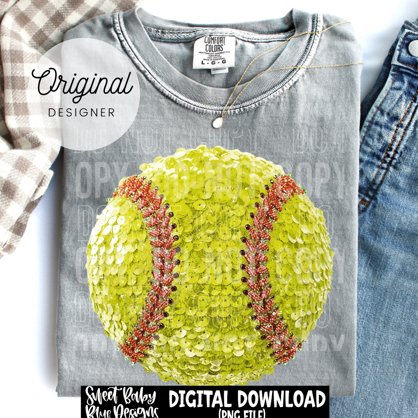 Softball- Faux Sequins - 2026 - PNG file- Digital Download